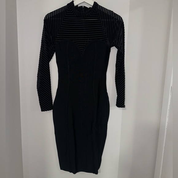 House of CB - ‘Norella’ Black Bandage and Devore Dress - Picture 4 of 5